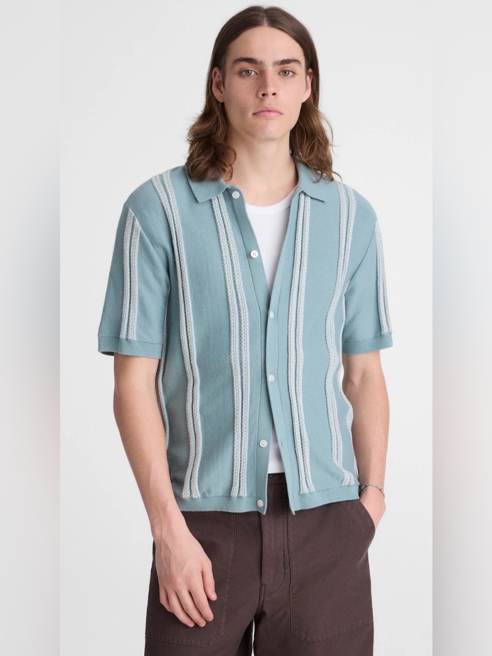 Madewell Striped Button-Up Sweater Polo Shirt in Everyday Cotton Men’s Large New